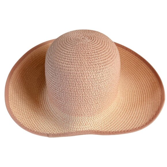 Magid Hats Rolled Wide Brim Sun Hat Pink Ombre Straw Ponytail Hair Bun Notch - Picture 3 of 10